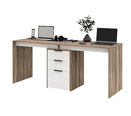 Стол для 2 детей Тандем 1800 мм (корпус дуб каньон + фасады белые)