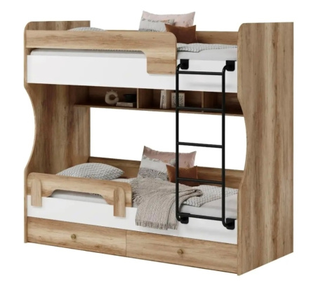 Кровать 2-х ярусная Омега (велюр + белый) 190х80 от Династия Kids