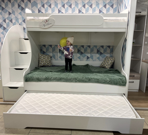 Кровать БИГ с доп.спальным местом (цвет белый) 120х200