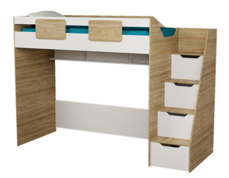 Кровать-чердак Мозаика + кровать Двушка (вяз швейцарский) 190х90 от Династия Kids