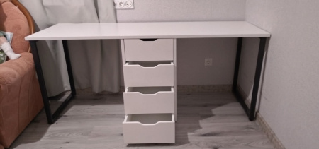 Стол Дуэт 2200 мм (белый + опоры черные) от Династия Kids