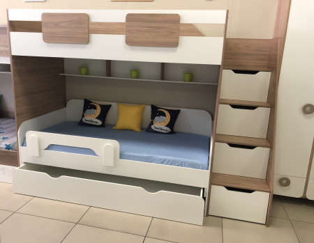 Кровать-чердак Мозаика+кровать Двушка. Вяз швейцарский 190х90 от Династия Kids