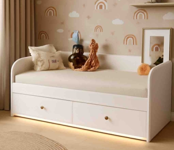 Кровать 180х80 коллекции Умка NEW (прямая спинка). Ручки - дуб