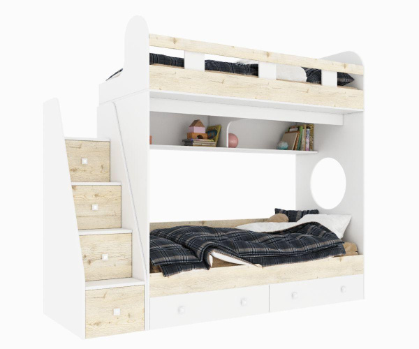 Двухъярусная кровать Юниор-1 (цвет белый) 160х80 от Династия Kids