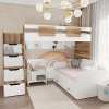 Кровать-чердак 200х90 коллекции Лайт Лофт (дуб каньон + белый) от Династия Kids