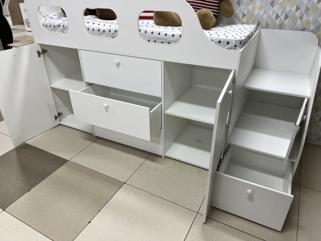 Кровать-чердак Хэппи 180х80 (дуб каньон+белый)  от Династия Kids