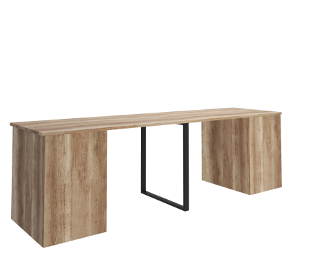 Стол Дуэт 2200 мм (две тумбы) дуб каньон+белый. Опора черная от Династия Kids