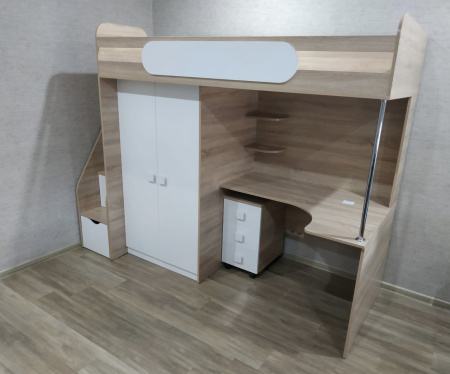 Кровать-чердак Колледж-2 (велюр) 200х90 от Династия Kids