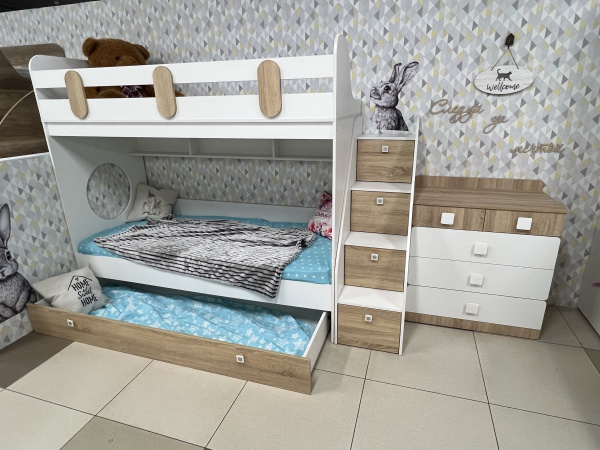 Двухъярусная кровать Фортуна-3 (цвет белый) 190х80 от Династия Kids