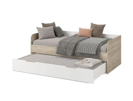 Кровать Дабл 190х90 с доп. спальным местом (велюр + белый) от Династия Kids