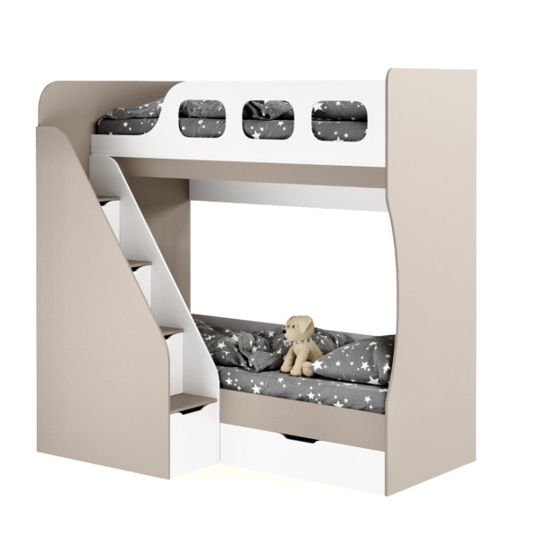 Кровать 2-х ярусная 190х80 Умка-6 (велюр + белый)