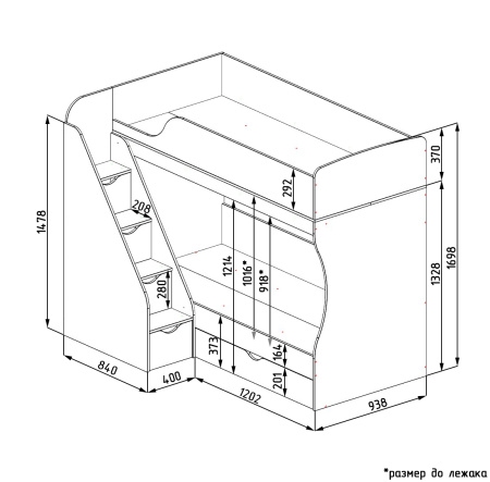 Двухъярусная кровать Умка-3 (левая) 90х200 от Династия Kids