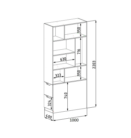 Стеллаж-перегородка для зонирования 1000 мм от Династия Kids