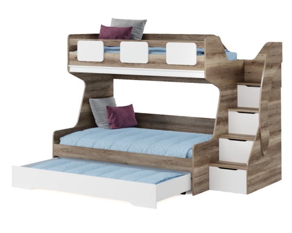 Кровать МЕГА ПРЕМИУМ (дуб каньон+белый) 120х200