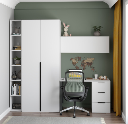 Шкаф 2-х дверный коллекции Брайт (внутри штанга + полки) от Династия Kids