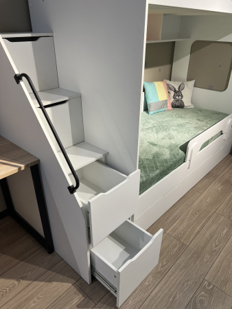 Двухъярусная кровать Твинс 190х90 (дуб каньон + белый) от Династия Kids