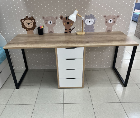 Стол Дуэт 2200 мм (дуб каньон + опоры черные) от Династия Kids