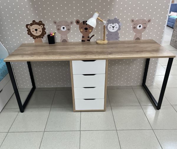 Стол Дуэт 2400 мм (дуб каньон + опоры черные) от Династия Kids