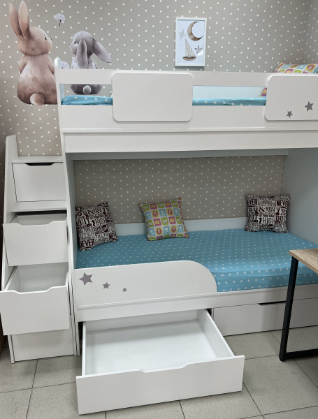 Двухъярусная кровать Дуэт 180х80  с бортиком от Династия Kids