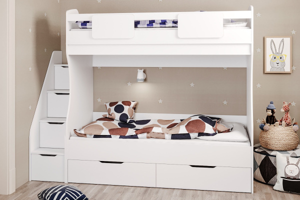Двухъярусная кровать МИА (цвет белый) 180х80