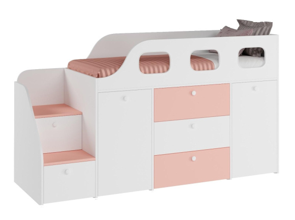 Кровать-чердак Хэппи 180х80 (айскрим+белый) 