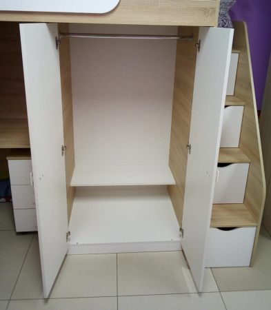 Кровать-чердак Колледж-2 (велюр + белый) 200х90  от Династия Kids