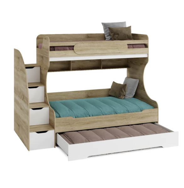 Кровать БИГ 120х200 (дуб сонома+белый) 