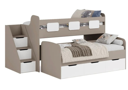 Кровать 2-х ярусная Городок (велюр + белый) от Династия Kids