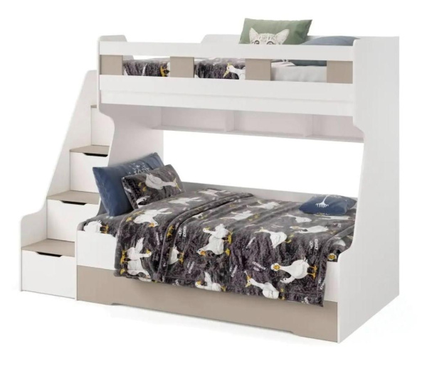 Кровать РУМ 120х200 с доп.спальным местом (корпус белый + фасады велюр)