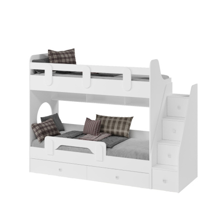 Кровать двухъярусная Фортуна-2 (дуб сонома+белый) 180*80 со съемным бортиком  от Династия Kids