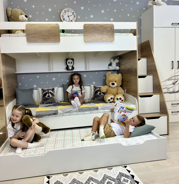 Кровать-чердак Лайт Лофт + кровать Двушка 190х90 от Династия Kids