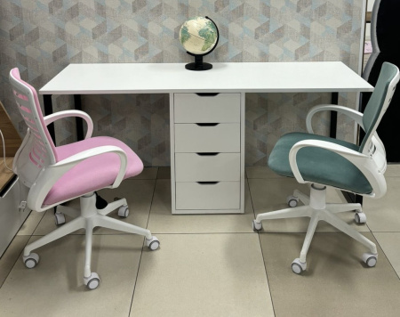 Стол Дуэт 2200 мм (белый + опоры черные) от Династия Kids