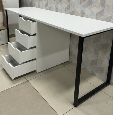 Стол Дуэт 2200 мм (две тумбы) белый + опора черная от Династия Kids