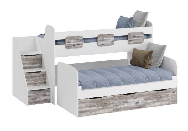 Кровать двухъярусная Городок (бетон пайн + белый)