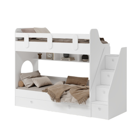 Двухъярусная кровать Фортуна-3 (цвет белый) 190х80 от Династия Kids