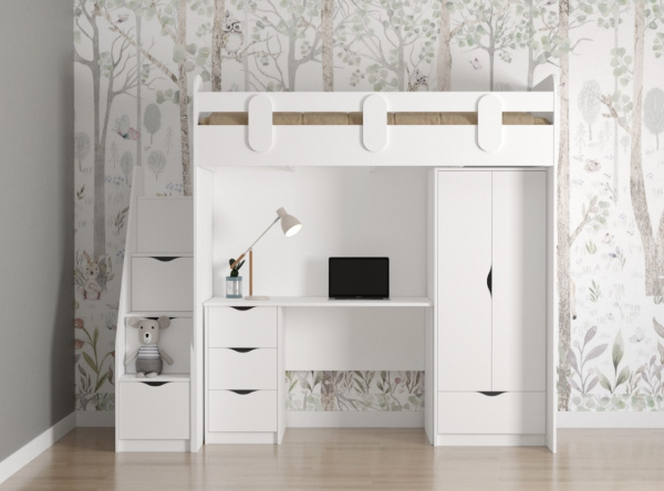 Кровать-чердак Уют-2 + Стол + Шкаф  от Династия Kids