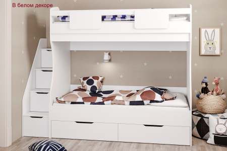 Кровать 2-х ярусная Миа (велюр + белый) 180х80 от Династия Kids