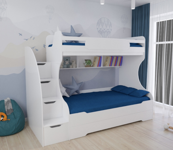 Двухъярусная кровать БИГ (цвет белый) 120х200 от Династия Kids
