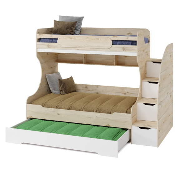 Кровать БИГ 200х120 (гаскон пайн+белый)  от Династия Kids